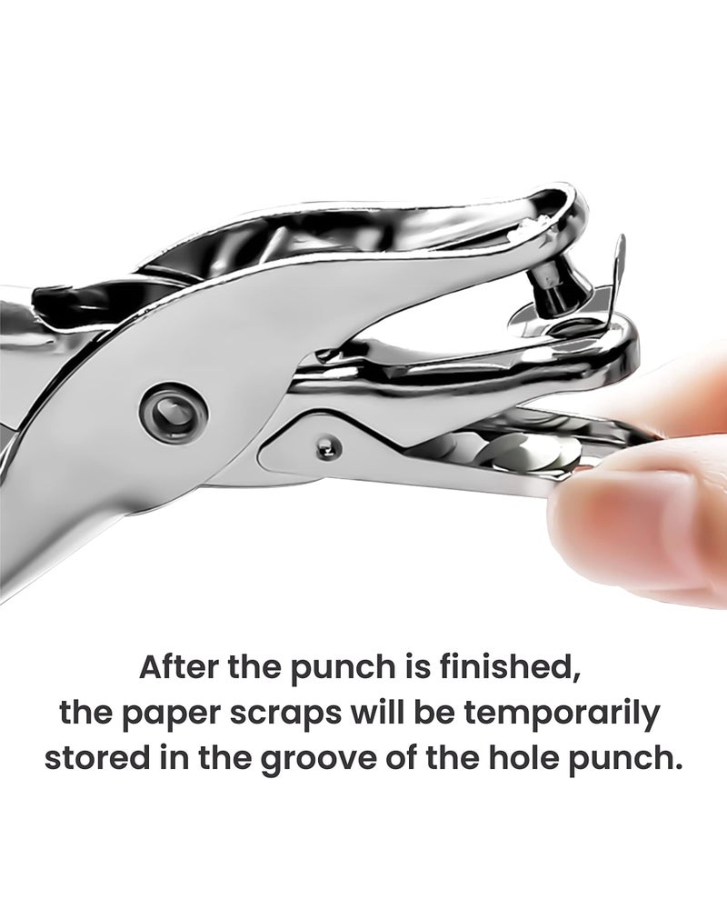 MoHern 2 Pcs Hole Punch, 1/4 Inch and 1/8 Inch Single Hole Punch, MoHern Hole Puncher Single, Hole Puncher for Crafts, Tags, Tickets, Circle Paper Punches with 6 Sheet Capacity for Home, Office, School - Image 4