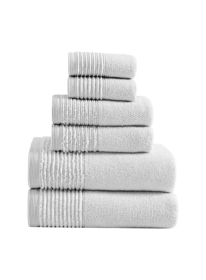 Vera Wang - Bath Towels, Super Soft 100% Cotton Towel Set, Highly Absorbent with a Medium-Weight Plush Feel, Low Linting & Fade Resistant Bathroom Towels (Sculpted Pleat Grey, 6 Piece) - Image 2