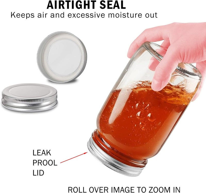 BEWAVE Glass Mason Jars, 16oz Clear Glass Jars with Lids for Sealing, Regular Mouth Canning Jars for Food Storage, Snacks, Candies, DIY Projects, 4 Pcs - Image 3