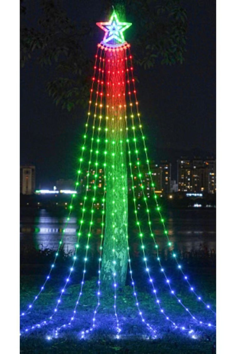 Solar five-pointed star waterfall lights led water lights meteor lights star lights courtyard layout  decorative lights - Image 1