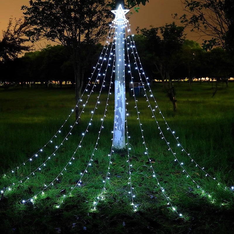 Solar five-pointed star waterfall lights led water lights meteor lights star lights courtyard layout  decorative lights - Image 5