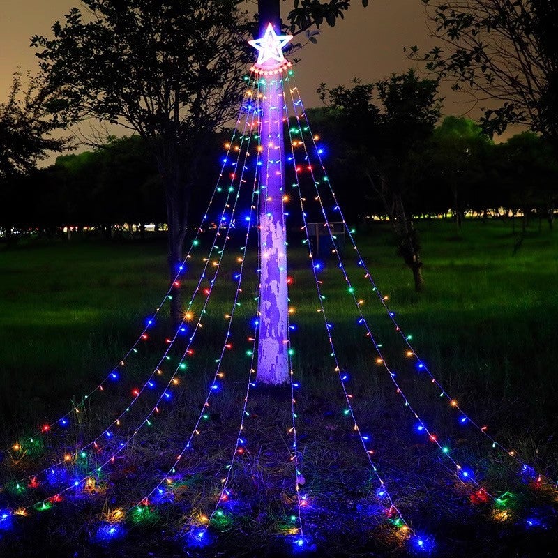 Solar five-pointed star waterfall lights led water lights meteor lights star lights courtyard layout  decorative lights - Image 4
