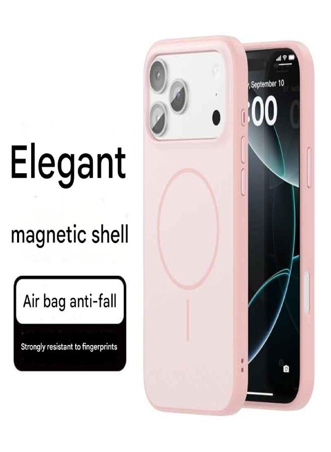 AROAQ iPhone 17 Pro Max Magnetic Case – MagSafe Compatible Shockproof Protective Cover with Skin-Friendly Silky Touch & Military-Grade Drop Protection , Pink - Image 1