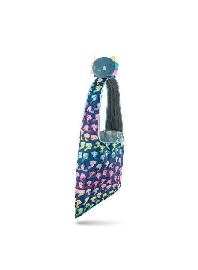 TeeTurtle TeeTurtle - Plushie Tote Bag - Blue + Rainbow Axolotl - From the creators of the Original Reversible Octopus Plushie - Take Your Plush Pal Wherever You Go!  - Image 1