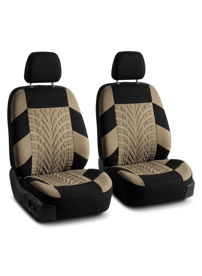 FH Group Car Seat Covers Front Set Beige Premium Cloth - for Low Back Seats with Removable Headrest, Universal Fit, Automotive Cover, Airbag Compatible Cover SUV, Sedan - Image 1