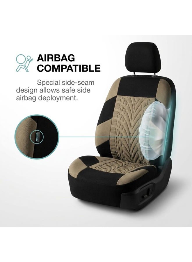 FH Group Car Seat Covers Front Set Beige Premium Cloth - for Low Back Seats with Removable Headrest, Universal Fit, Automotive Cover, Airbag Compatible Cover SUV, Sedan - Image 4