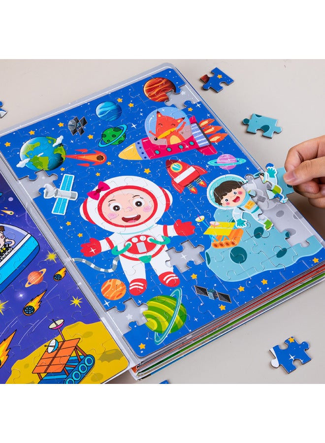 Children 2-5 Years Old Puzzle Magnetic Puzzle Baby Enlightenment Concentration Training Small Toy Puzzle Book Dinosaur Puzzle-Color:Magnetic Puzzle 3 + 【Space Travel】】 - Image 4