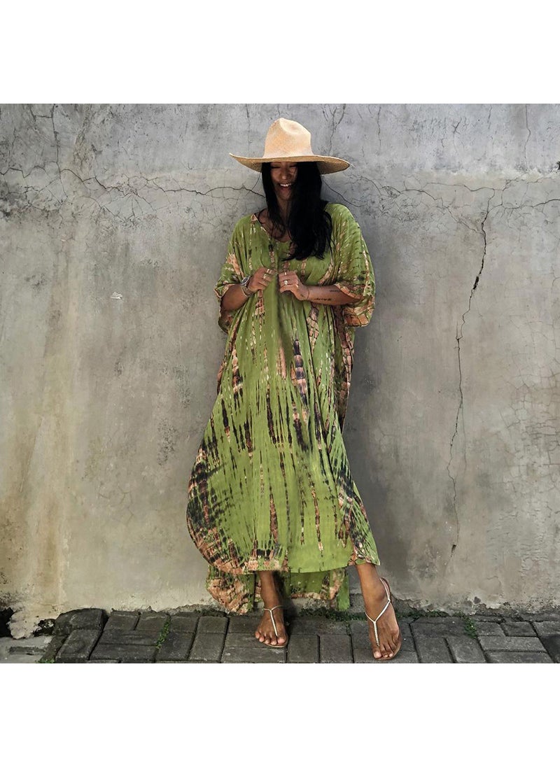 Generic Blue Ombre Maxi Dress Beach Cover-Up Green 