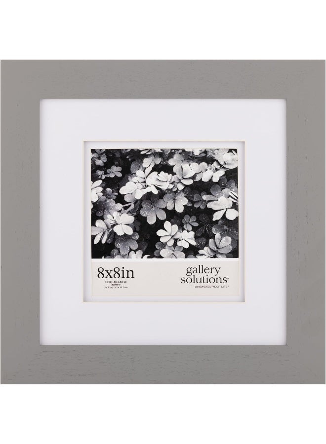 Gallery Solutions - 8"x8" Flat Grey Wall Frame - Double White Mat - Wall/Wall Mount Display - Perfect Fit for 5"x5" Photos - Versatile Mounting Options - Rectangular Wall Mount - Poster Frame - Image 3