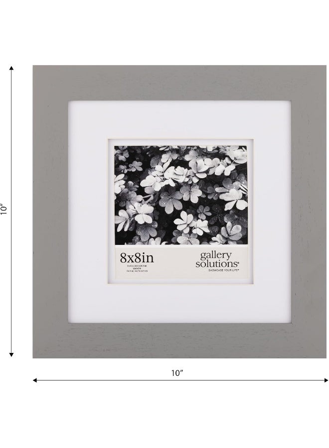 Gallery Solutions - 8"x8" Flat Grey Wall Frame - Double White Mat - Wall/Wall Mount Display - Perfect Fit for 5"x5" Photos - Versatile Mounting Options - Rectangular Wall Mount - Poster Frame - Image 5