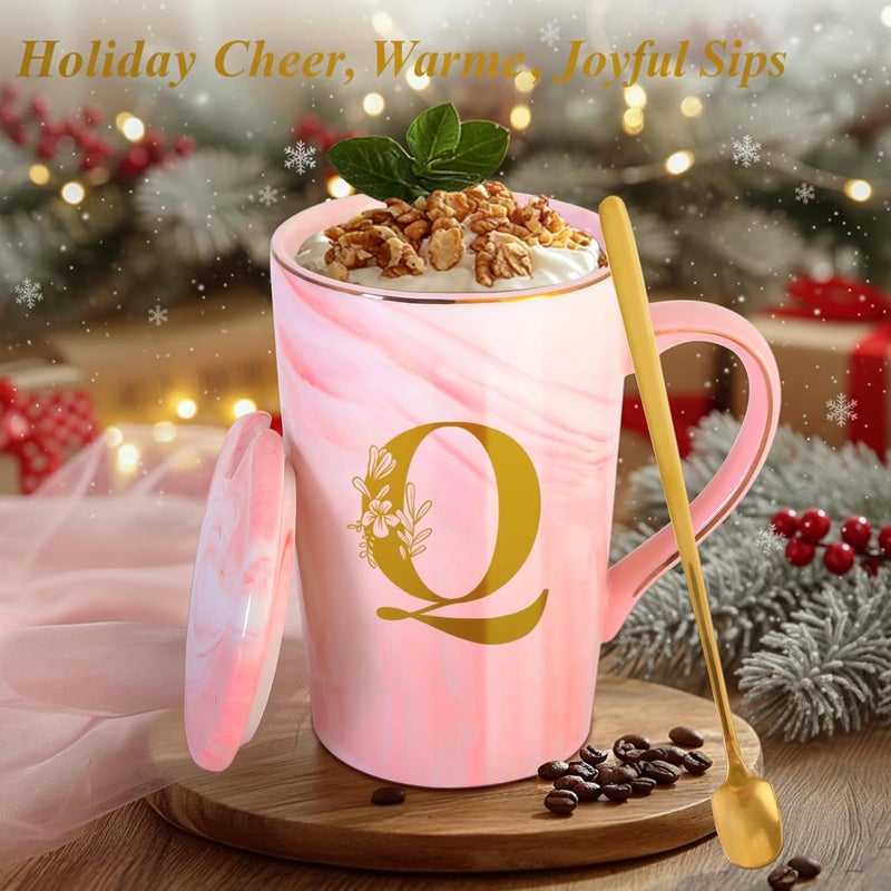 MNZZ Personalized Ceramic Coffee Mug with Lid Tea Cup New Mom Dad Gifts after Birth First Time Mama Parents Announcement Nurse Newborn Pregnancy Wife Maternity Expecting Gender Neutral Cool Funny Present,Q - Image 3