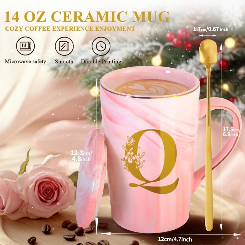 MNZZ Personalized Ceramic Coffee Mug with Lid Tea Cup New Mom Dad Gifts after Birth First Time Mama Parents Announcement Nurse Newborn Pregnancy Wife Maternity Expecting Gender Neutral Cool Funny Present,Q - Image 4