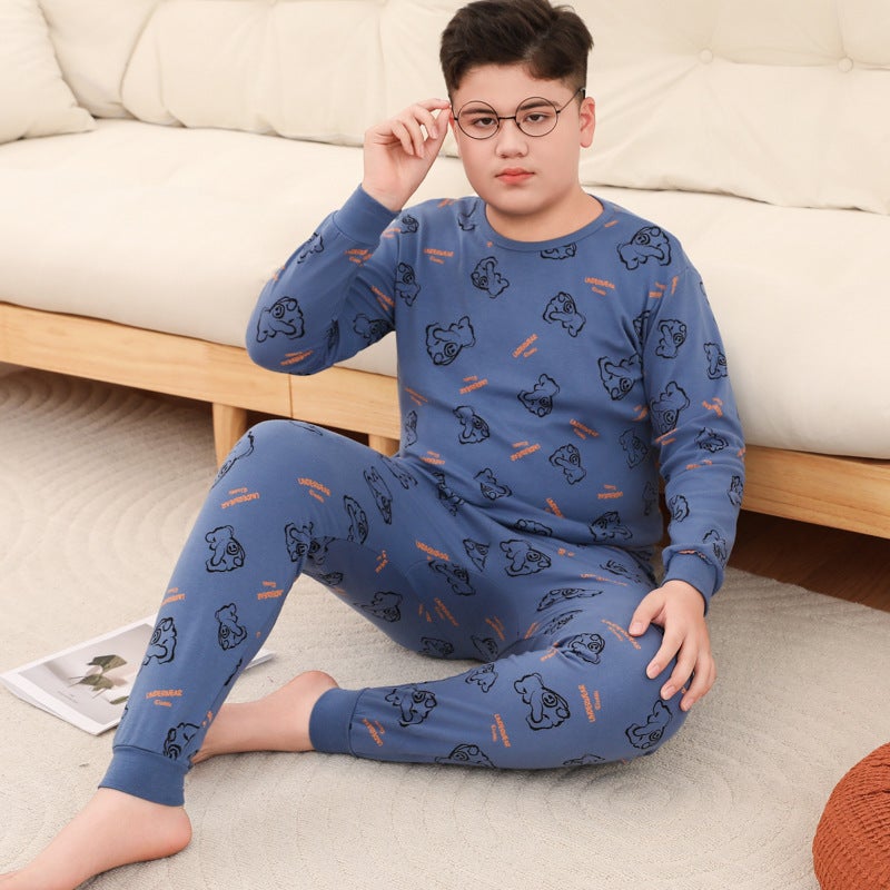 Chubby Children'S Pure Cotton Warm Base Underwear Suit Big Children'S Pajamas Home Wear Korean Style Cute Inner Wear - Image 2