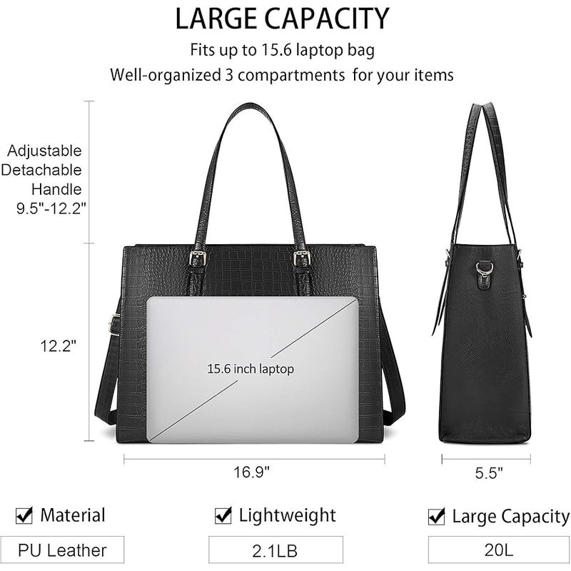 Lubardy Laptop Bag for Women 15.6 inch Laptop Tote Bag Leather Classy Computer Briefcase | 15.6 inch - Image 5