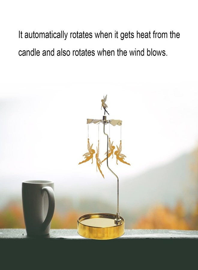 PhantomSky Rotating Candle Carousel Metal Tea Light Candle Spinner Holder, Candlestick Holders for Wedding Birthday Valentine's Day Christmas Party Decoration Home Decor Gifts - Golden Fairy - Image 5