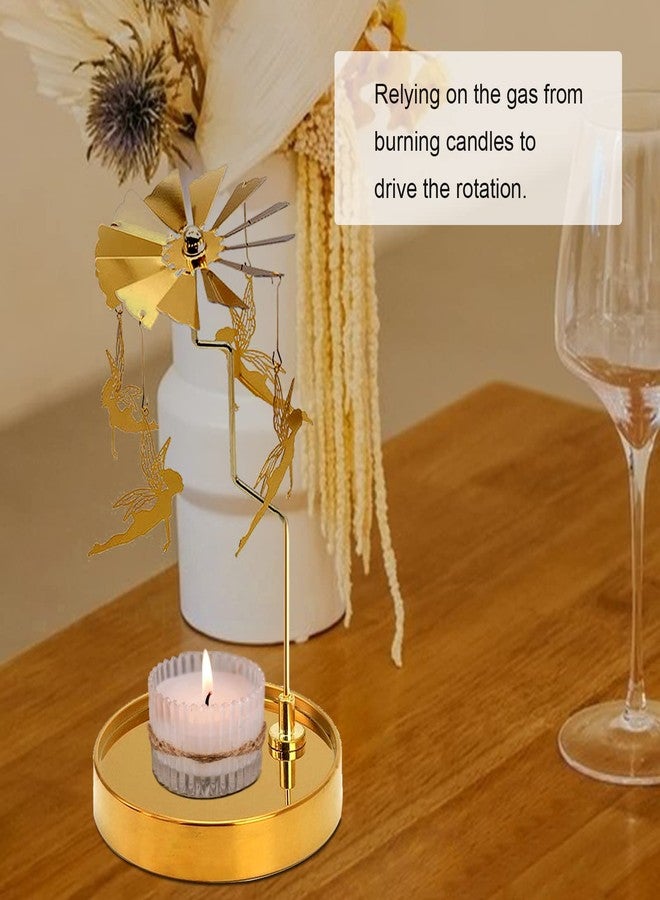 PhantomSky Rotating Candle Carousel Metal Tea Light Candle Spinner Holder, Candlestick Holders for Wedding Birthday Valentine's Day Christmas Party Decoration Home Decor Gifts - Golden Fairy - Image 3