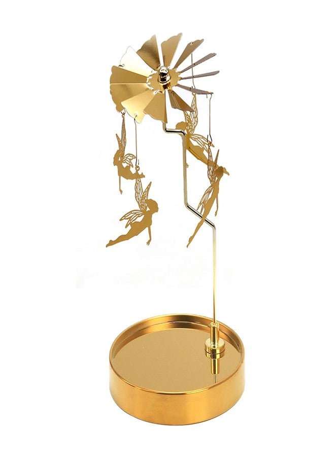 PhantomSky Rotating Candle Carousel Metal Tea Light Candle Spinner Holder, Candlestick Holders for Wedding Birthday Valentine's Day Christmas Party Decoration Home Decor Gifts - Golden Fairy - Image 1