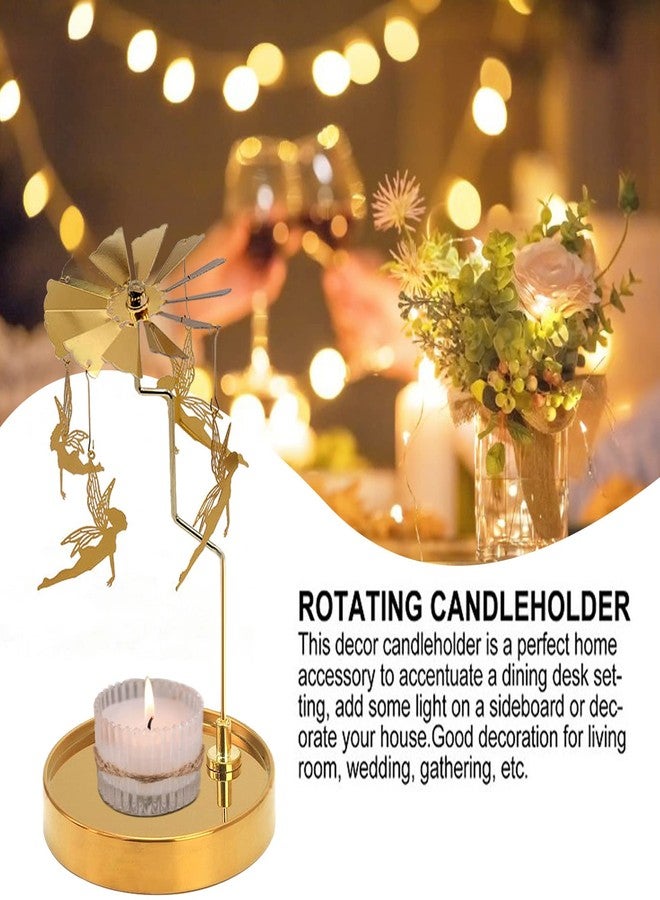 PhantomSky Rotating Candle Carousel Metal Tea Light Candle Spinner Holder, Candlestick Holders for Wedding Birthday Valentine's Day Christmas Party Decoration Home Decor Gifts - Golden Fairy - Image 4