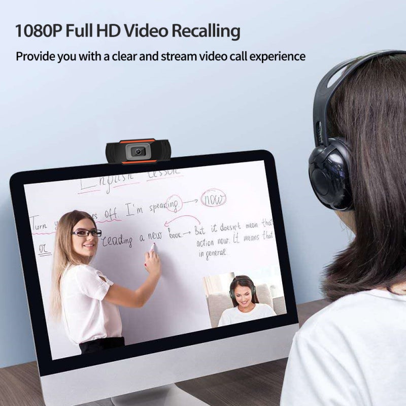 1080P Auto Focus Webcam - 90° Wide Video Angle USB Webcam With Noise Reduction Microphone for Home Office Online Teaching Live Streaming - Image 2