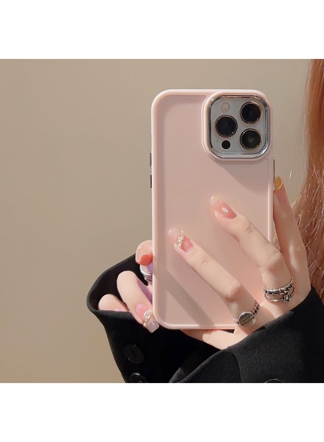 NIBEMINENT Electroplated Lenses Protective TPU Case Cover For iPhone 15 Pro, Pink