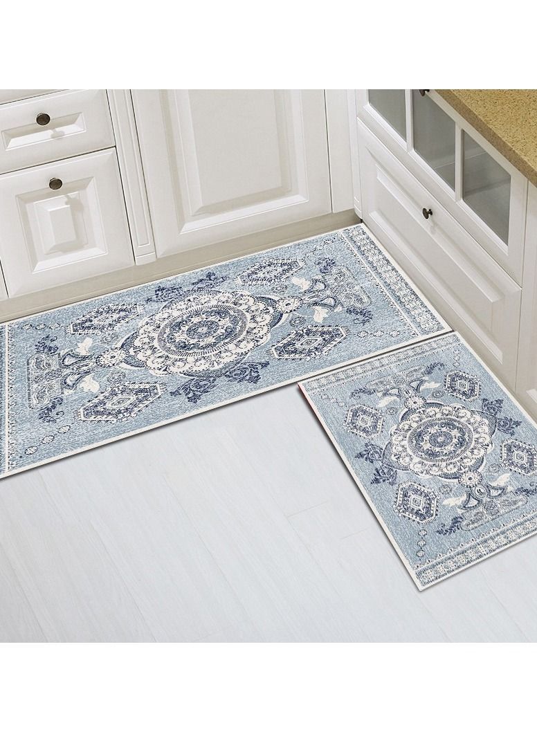 Y&D 2pcs fashion modern area non-slip floor carpet for living room bedroom and kitchen multicolour 40*60cm+40*120cm  - Image 1