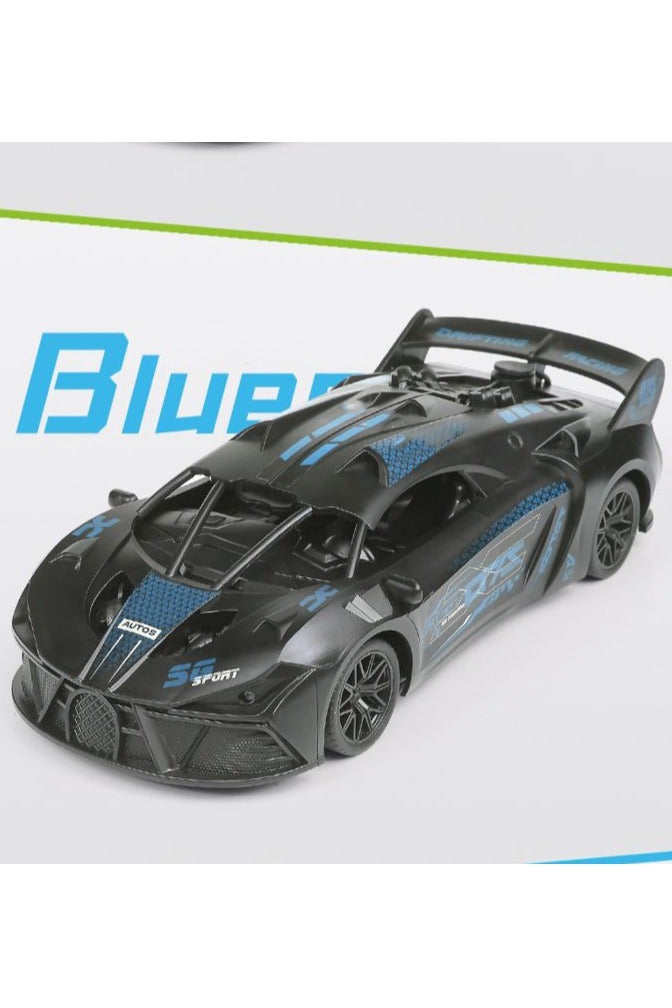 HALAMODO Sports Car RC Model , 2.4 G Multi-Function Wireless Remote Control Toy Car , With Light And Spray , Model Car Gift For Boys And Girls , Collectible Display , Blue/Black ，23 cm*9 cm*6 cm - Image 2