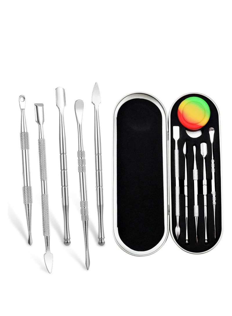سونسر طقم أدوات نحت بالشمع، 6 قطع، أدوات من الفولاذ المقاوم للصدأ مزدوجة الطرف مع وعاء سيليكون وحافظة معدنية - Image 1