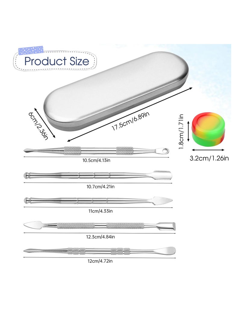 سونسر طقم أدوات نحت بالشمع، 6 قطع، أدوات من الفولاذ المقاوم للصدأ مزدوجة الطرف مع وعاء سيليكون وحافظة معدنية - Image 2