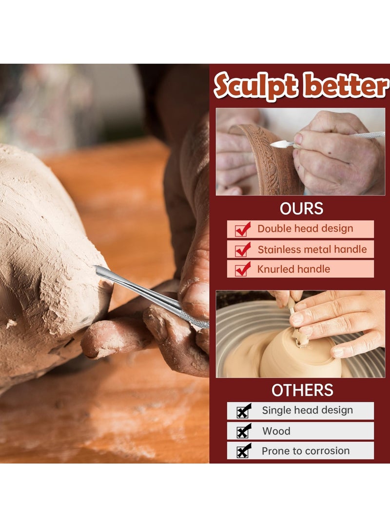 سونسر طقم أدوات نحت بالشمع، 6 قطع، أدوات من الفولاذ المقاوم للصدأ مزدوجة الطرف مع وعاء سيليكون وحافظة معدنية - Image 3