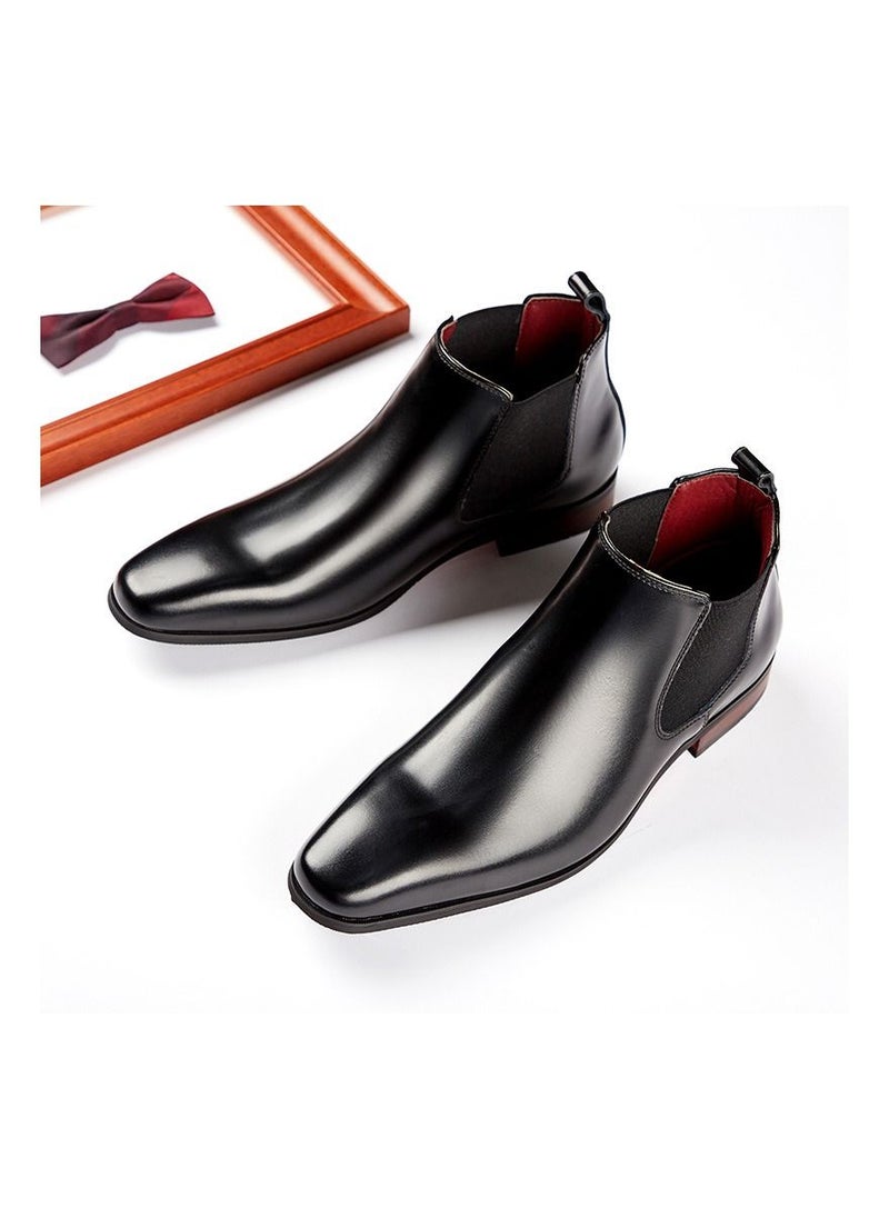 Loquat Men Men's leather short boots Black  - Image 2