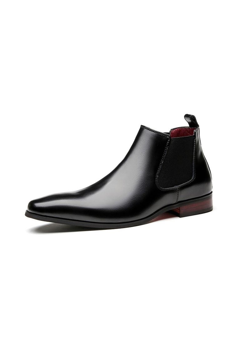 Loquat Men Men's leather short boots Black  - Image 1