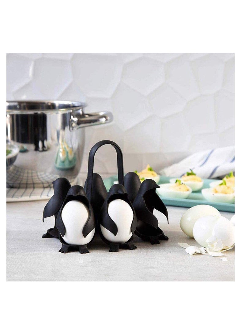 SYOSI - Kitchen Multifunctional Egg-Boiler Store and Serve Egg Holder Penguin-Shaped Boiled Egg Cooker for Making Soft or Hard Boiled Eggs Holds 6 Eggs for Easy Cooking and Fridge Storage - Image 1