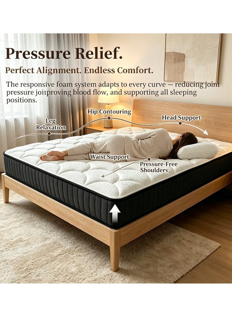 Arababy Pocket Spring Mattress – Extra Thick 20cm, High Resilience, Independent Coils, Distributes Body Pressure, Breathable, Quiet, No Bottoming Out, High Durability, Compressed Packaging Medium Plush Feel Hybrid Comfort & Supportive Mattress - Image 4