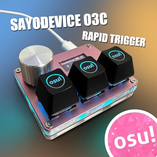 BTXETUEL SayoDevice O3C OSU Keyboard Rapid Trigger Hall Switches Magnetic Linear Switches Keyboard with Knob and Screen,Copy Paste,Shotcut,Macro Hotswap Mini Keypad.… (with OSU keycaps-Pink) - Image 3
