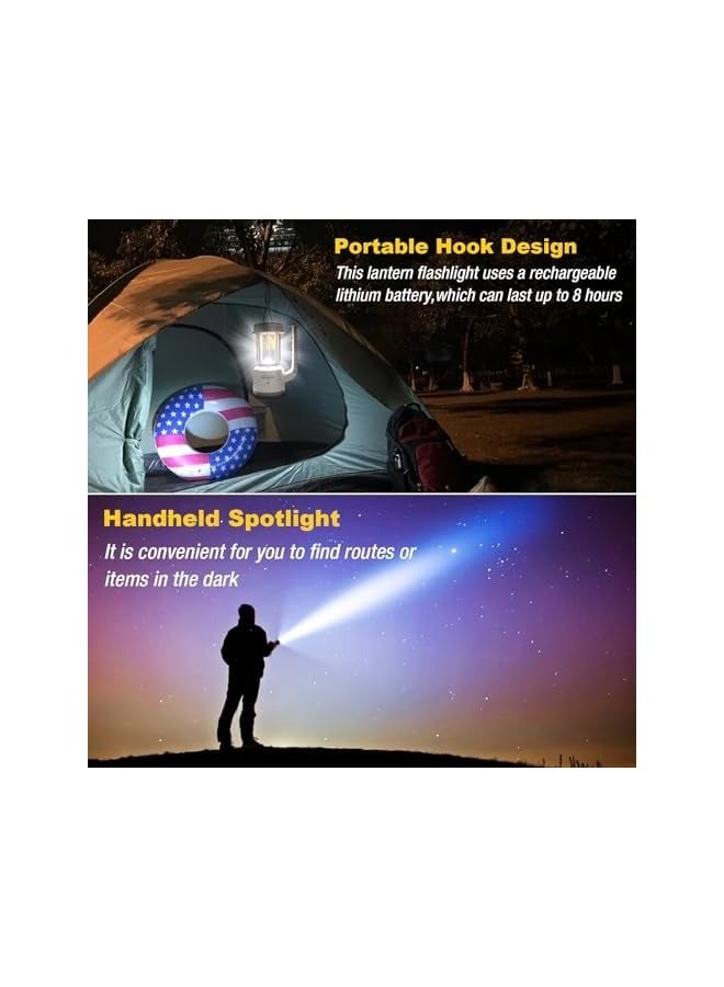 erorex LED Camping Lantern, Flashlight Rechargeable Searchlight Lamp 500LM Portable Torch with 4 Light Modes, Emergency Light for Emergency, Hiking, Outdoor, Home and More - Image 3