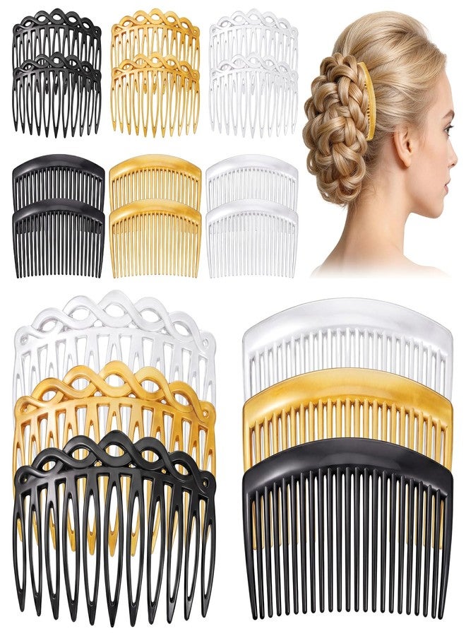 Exircy 18 Pieces Hair Combs Clips, 11/25 Teeth Side Hair Combs Plastic French Twist Comb for Women Girls Fine Thin Thick Hairs Multiple Hairstyles Accessories, Black + Brown + Transparent - Image 1