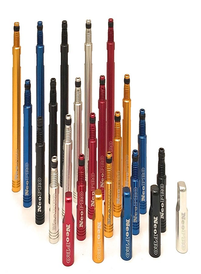 NeoPRO Presta Valve Extension Extender with CNC Cap and Core Kit (Pack of 2) Available Lengths 20,30,40,60 mm - 5 Colors (Blue, 30mm) - Image 1