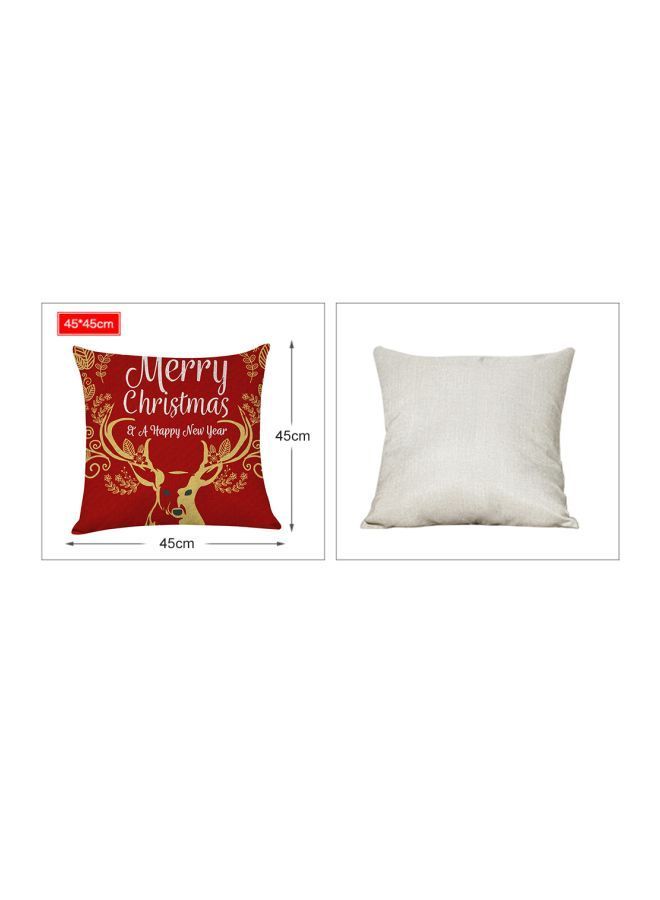 NIBEMINENT Printed Cushion Cover Red/White/Gold 45x45cm - Image 2