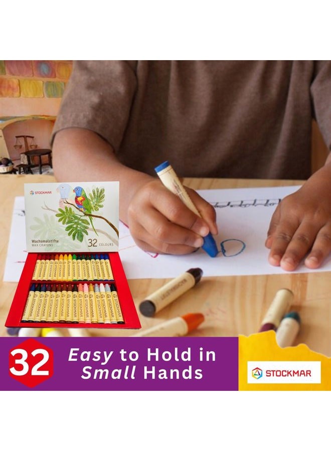 Stockmar Natural Beeswax Crayons for Kids Art Supplies at Home, School, Waldorf Classroom: Safe, Non Toxic Crayons for Toddlers, Children, Adults of All Ages - 32 Sticks with Scraper in a Sliding Box - Image 3