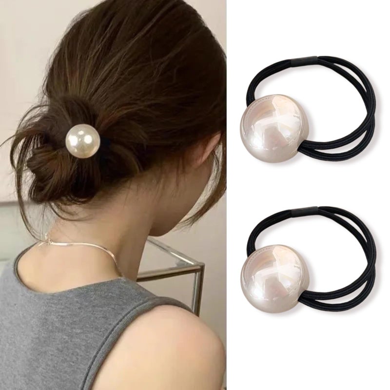 French Pearl Scrunchies  Elegant Elastic Hair Ties and Accessories for Womens Thick Hair High Ponytails and Girls