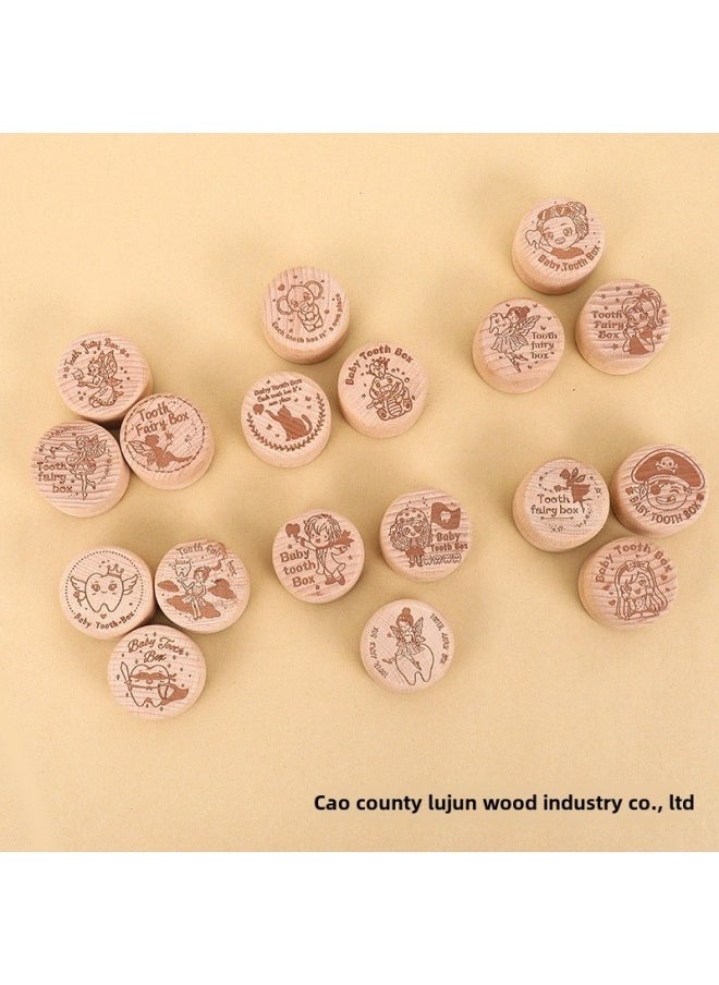 Creative Wooden Deciduous Tooth Box Round Male And Female Baby Tooth Collection Box Baby Lanugo Umbilical Cord Commemorative Box Ring Box-Color:Picture Color  - Image 3