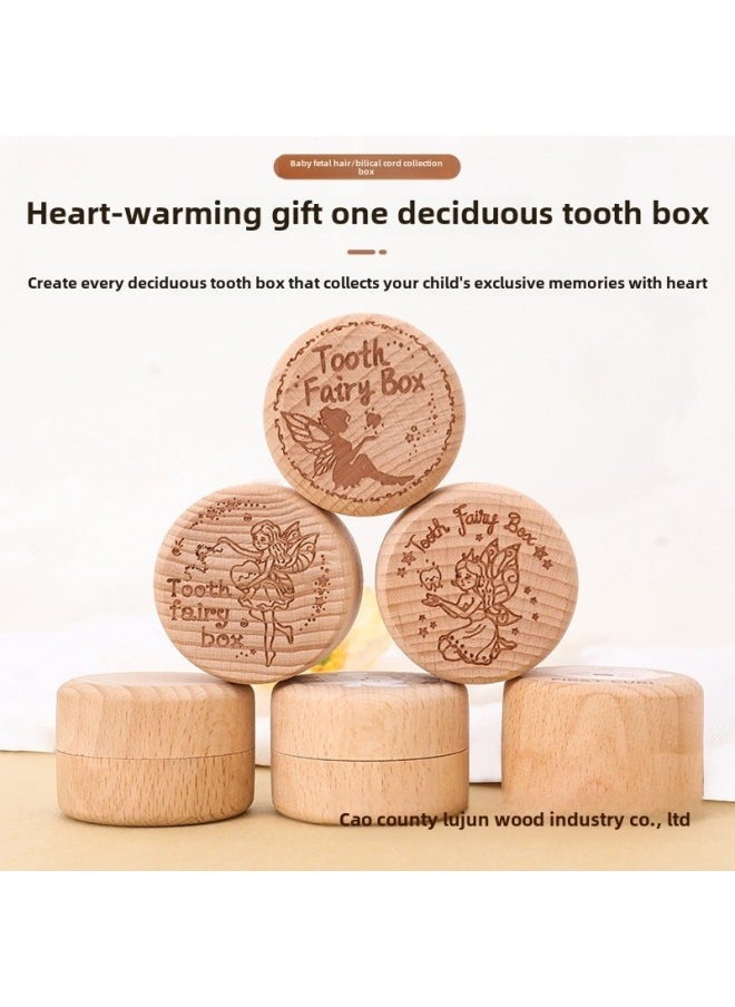 Creative Wooden Deciduous Tooth Box Round Male And Female Baby Tooth Collection Box Baby Lanugo Umbilical Cord Commemorative Box Ring Box-Color:Picture Color  - Image 2
