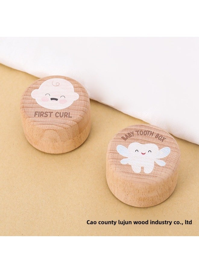 Creative Wooden Deciduous Tooth Box Round Male And Female Baby Tooth Collection Box Baby Lanugo Umbilical Cord Commemorative Box Ring Box-Color:Picture Color  - Image 4