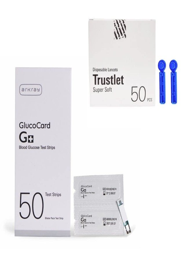 Arkray Glucocard G+ 50 Blood Glucose Test Strips with 50 Lancet Combo | Individually Packed - Image 1