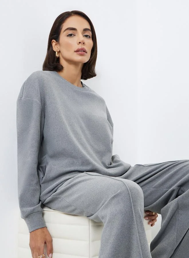 Styli Grey Oversized Longline Sweatshirt