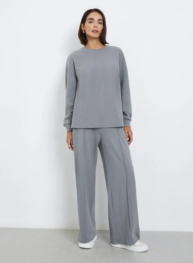 Styli Styli Grey Oversized Longline Sweatshirt