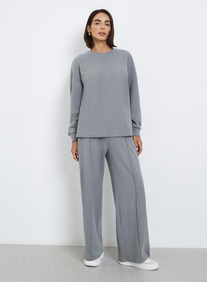 Styli Grey Oversized Longline Sweatshirt - Image 2