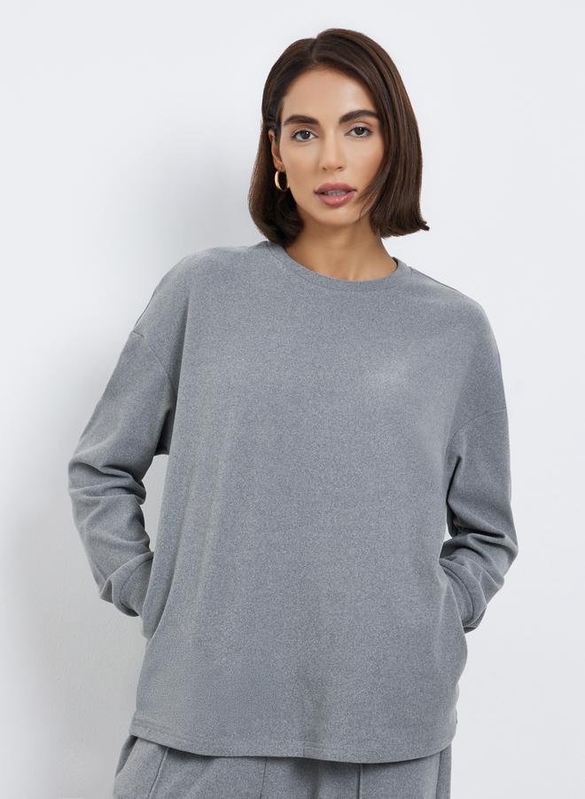 Styli Grey Oversized Longline Sweatshirt - Image 3
