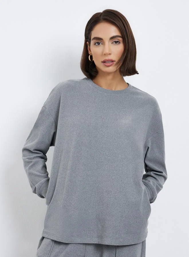 Styli Grey Oversized Longline Sweatshirt