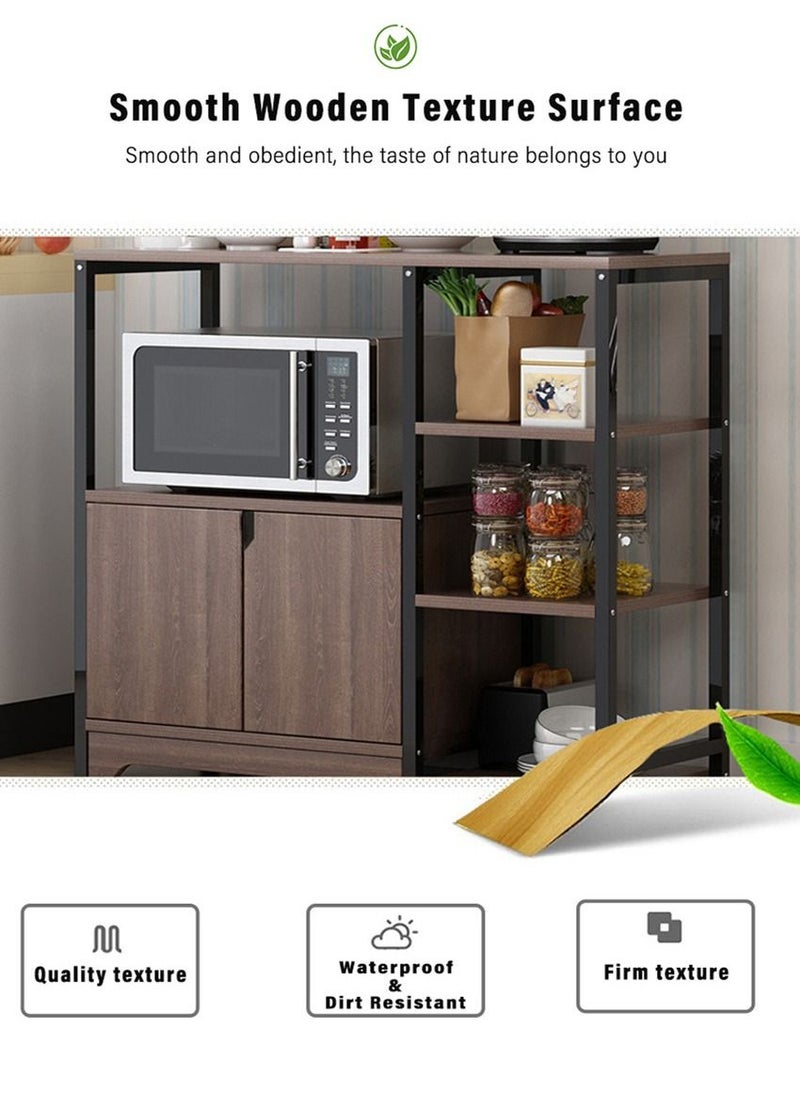 ZUIHAO - 3-Tier Multi Function Microwave Oven Stand Kitchen Rack with Storage Cabinet Spice Holder Save Space Organizer Shelf for Utensils Vegetable Fruit - Image 1